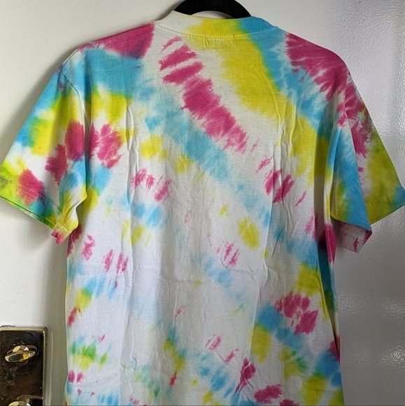 Philippines Souvenir Tie-dyed Rainbow T-shirt Palm Tree Pink Blue Yellow White - Picture 8 of 12